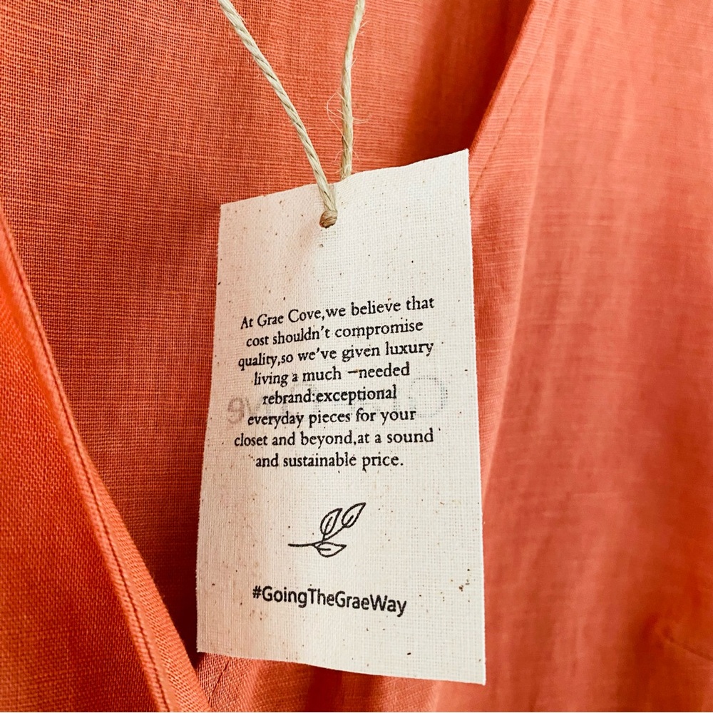 Grae Cove NEW Coral Orange Belted Wrap Style Lightweight‎ Jumpsuit Size Small - Picture 9 of 12
